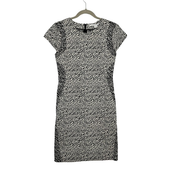 Diane Von Furstenberg Dress‎ Size 6 Black White Animal Print Sheath Career Luxe - Picture 1 of 11